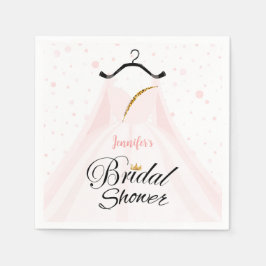 シックなピンク&金ゴールド結婚ズドレスブライダルシャワー スタンダードカクテルナプキン