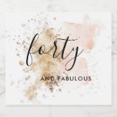 シックなピンク&金ゴールド40th誕生日 リキュールボトルラベル (シングルラベル)