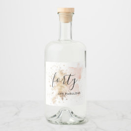 シックなピンク&金ゴールド40th誕生日 リキュールボトルラベル