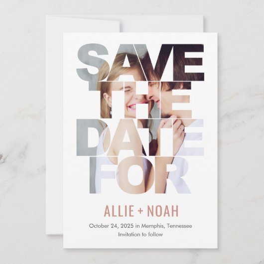 シックなピーク編集可能なカラー日付カードを保存 サンキューカード (正面)