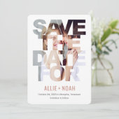 シックなピーク編集可能なカラー日付カードを保存 サンキューカード (スタンド正面)