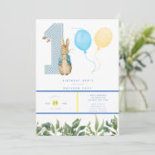 シックなピーター・ラビットボーイの誕生日パーティー 招待状 (スタンド正面)