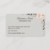 シックなピーチアンドグレーモダンフローラ 名刺 (裏面)