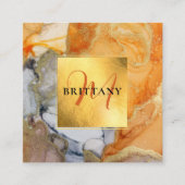 シックなピーチオレンジグレー スクエア名刺 (正面)