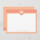 シックなピーチオレンジ幾何学的モノグラモダンム ノートカード (正面/裏面)