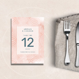 シックなピーチオーバルズ&サークル結婚ズ テーブルナンバー