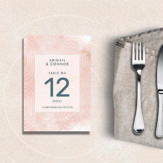 シックなピーチオーバルズ&サークル結婚ズ テーブルナンバー
