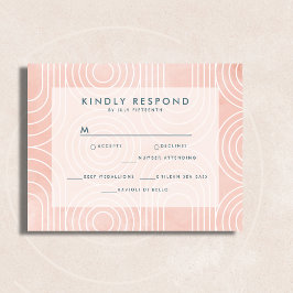 シックなピーチオーバルズ&サークル結婚ズ 出欠カード