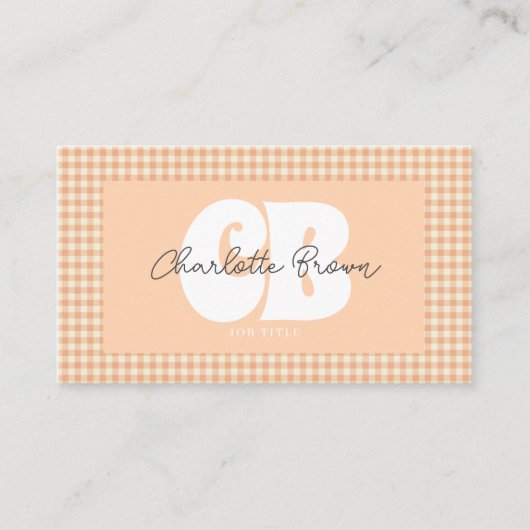 シックなピーチギンガムグルーヴィ 名刺 (正面)