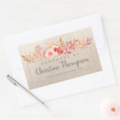 シックなピーチゴールデンフローラハンドメイドバイ 長方形シール (封筒)