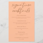 シックなピーチサマー結婚ズのシグネチャーカクテルメニュー (正面)