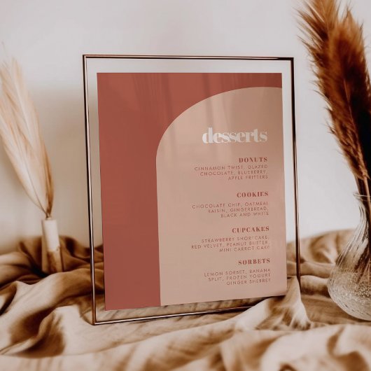 シックなピーチテラコッタアーチデザートバーサイン ポスター