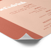 シックなピーチテラコッタアー結婚チのバーメニュー ポスター (角)