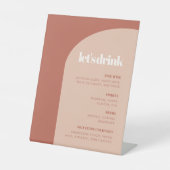 シックなピーチテラコッタアー結婚チのバーメニュー 台座サイン (正面)