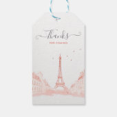 シックなピーチピンクフォトエッフェルタワーブライダルシャワー ギフトタグ (裏面)