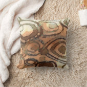 シックなピーチブラウンタウペグリーンスクウェア円パターン クッション (ブランケット)