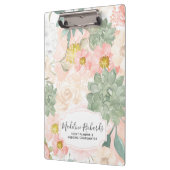 シックなピーチ&ミントウォーターのカラーフローラ&多肉類 クリップボード (左)