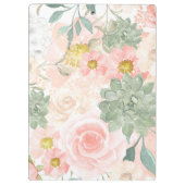 シックなピーチ&ミントウォーターのカラーフローラ&多肉類 クリップボード (裏面)