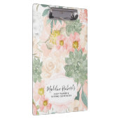 シックなピーチ&ミントウォーターのカラーフローラ&多肉類 クリップボード (右)