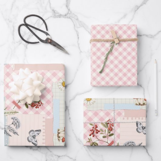 シックなピ市松模様にックラッピング紙(フローラ準拠) ラッピングペーパーシート (正面)