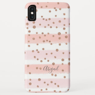 シックなピ色彩の鮮やかックスの水色と金ゴールドドットモノグラム iPhone XS MAXケース