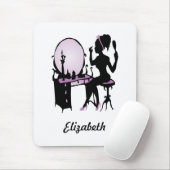 シックなファッショニスタ紫色および黒人女性のシルエット マウスパッド (マウス)