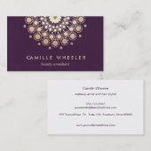 シックなファッションと美しいスタイリスト金ゴールドロゼット紫 名刺 (正面/裏面)