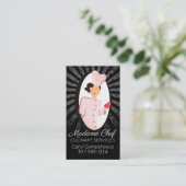 シックなファッションの女性のシェフのケイタリングビジネスカード 名刺 (スタンド正面)