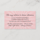 シックなファッションの女性のシェフのケイタリングビジネスカード 名刺 (裏面)