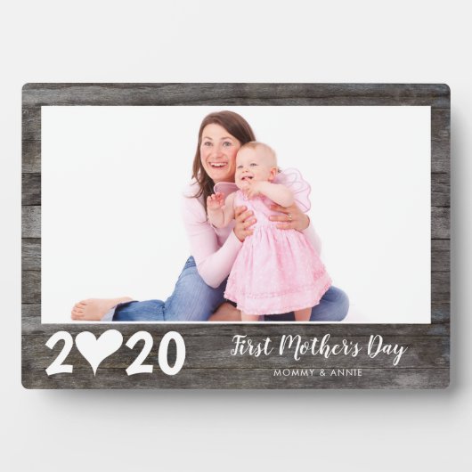 シックなファースト・マザーズデイハートウッド記念の写真 フォトプラーク (正面)