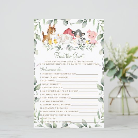 シックなファーム動物の緑のゲストゲームを見つける (スタンド正面)