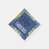 シックなフィフティ&素晴らしい!第50回バースデーパーティー青 スタンダードカクテルナプキン (角)