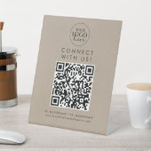 シックなフェイククラフトのロゴConnect with Us Social Media 台座サイン (インサイチュ)