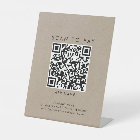 シックなフェイククラフトタイポグラフィビジネススキャンを支払う 台座サイン (正面)