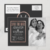 シックなフェイクバラ金ゴールド日付はがきを保存 案内ポストカード (正面/裏面)