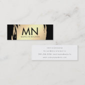 シックなフェイクモノグラムでブラシされた金ゴールド スキニー名刺 (正面/裏面)