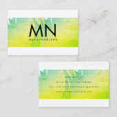 シックなフェイクモノグラムでブラシされた金ゴールド 名刺 (正面/裏面)