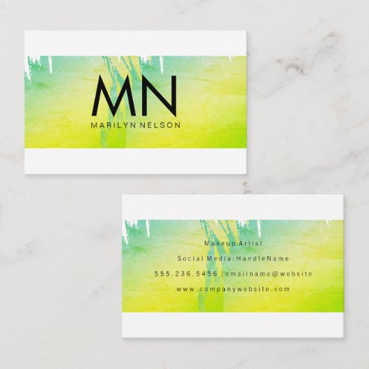 シックなフェイクモノグラムでブラシされた金ゴールド 名刺 (正面/裏面)