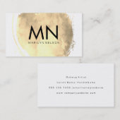 シックなフェイクモノグラムでブラシされた金ゴールド 名刺 (正面/裏面)