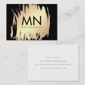 シックなフェイクモノグラムでブラシされた金ゴールド 名刺 (正面/裏面)