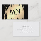 シックなフェイクモノグラムでブラシされた金ゴールド 名刺 (正面/裏面)