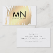 シックなフェイクモノグラムでブラシされた金ゴールド 名刺 (正面/裏面)