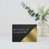 シックなフェイク金ゴールドとレザージオメトリックカラーブロック 名刺 (スタンド正面)