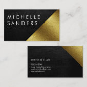 シックなフェイク金ゴールドとレザージオメトリックカラーブロック 名刺 (正面/裏面)