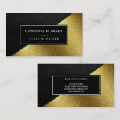 シックなフェイク金ゴールドとレザージオメトリックカラーブロック 名刺 (正面/裏面)