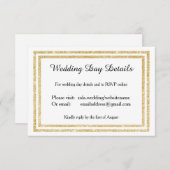 シックなフェイク金ゴールドグリッタートリム – ウェディングデイ詳細 出欠カード (正面/裏面)