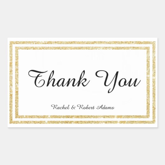 シックなフェイク金ゴールドグリッタートリム – 長方形シール (正面)