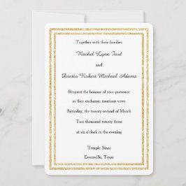 シックなフェイク金ゴールドグリッタートリム – 5x7ウェディング招待 招待状