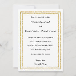 シックなフェイク金ゴールドグリッタートリム – 5x7ウェディング招待 招待状