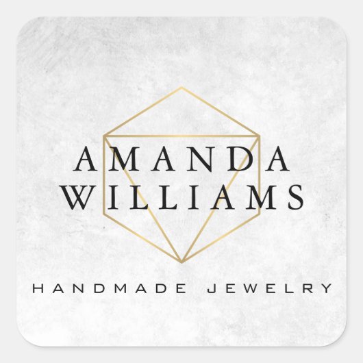 シックなフェイク金ゴールドジェムストーンジュエリーデザイナースタンプ スクエアシール (正面)